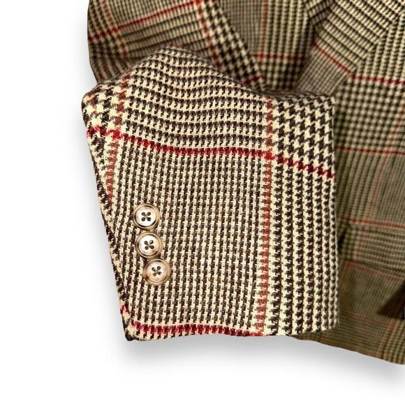 Oxford Shop Custom Tan & Red Windowpane Tweed Sport Coat 40R - Picture 6 of 8